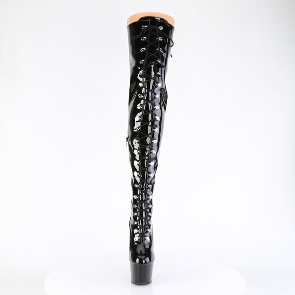 ADORE-3022 Plateau Overknee Stiefel Schwarz Lack | Pleaser