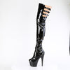 ADORE-3055 Plateau Overknee Stiefel Schwarz Lack | Pleaser