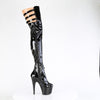 ADORE-3055 Plateau Overknee Stiefel Schwarz Lack | Pleaser