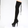 ADORE-3063 Plateau Overknee Stiefel Schwarz Velour | Pleaser