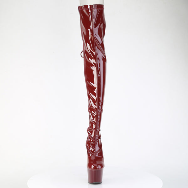 ADORE-3063 Plateau Overknee Stiefel Dunkel Rot Lack | Pleaser