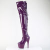 ADORE-3063 Plateau Overknee Stiefel Dunkel Violett Lack | Pleaser