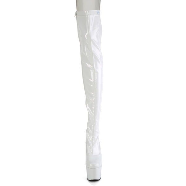 ADORE-3063 - Plateau Overknee Stiefel - Weiß Lack | Pleaser