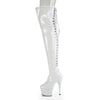 ADORE-3063 - Plateau Overknee Stiefel - Weiß Lack | Pleaser