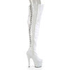 ADORE-3063 - Plateau Overknee Stiefel - Weiß Lack | Pleaser