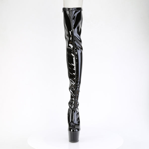 ADORE-3850 Plateau Overknee Stiefel Schwarz Lack | Pleaser
