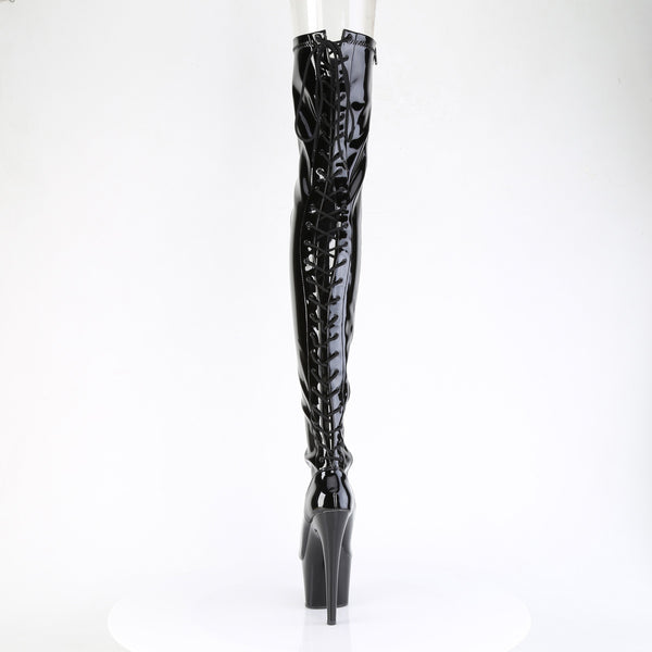 ADORE-3850 Plateau Overknee Stiefel Schwarz Lack | Pleaser