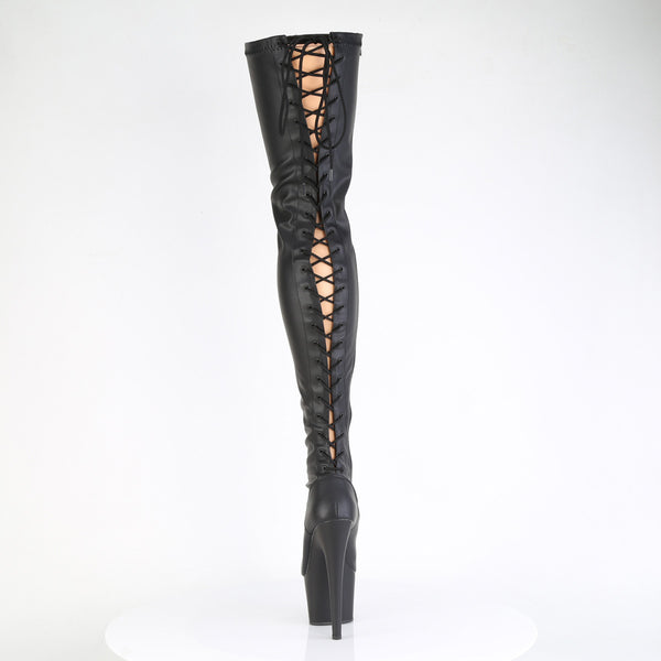 ADORE-3850 Plateau Overknee Stiefel Schwarz Matt | Pleaser
