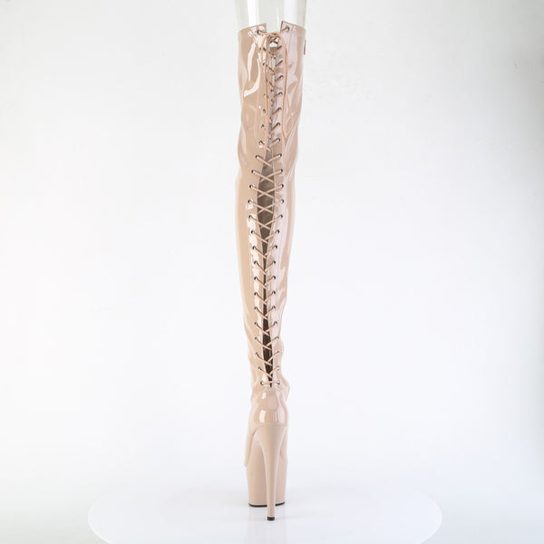 ADORE-3850 Plateau Overknee Stiefel Beige | Pleaser