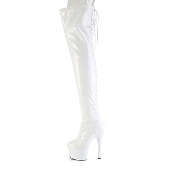 ADORE-3850 Plateau Overknee Stiefel Weiß | Pleaser