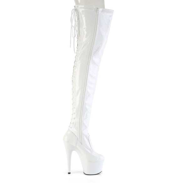 ADORE-3850 Plateau Overknee Stiefel Weiß | Pleaser