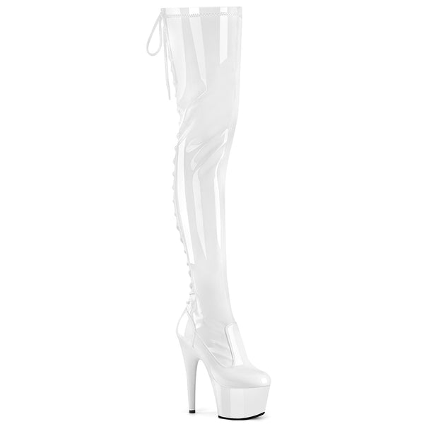ADORE-3850 Plateau Overknee Stiefel Weiß | Pleaser