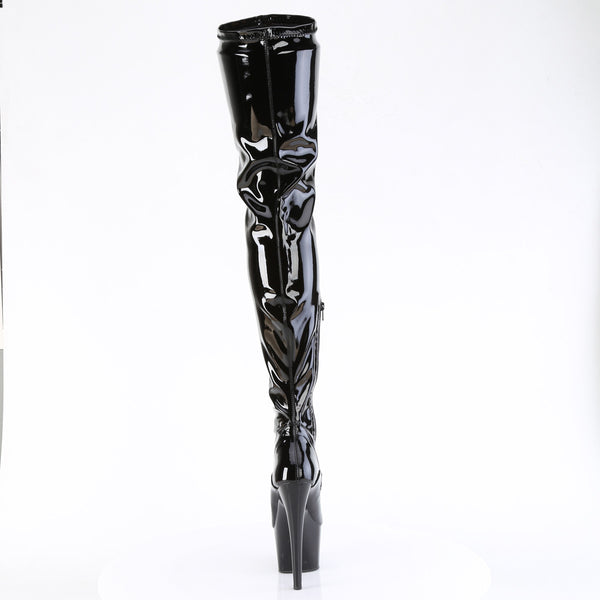 ADORE-4000 Plateau Overknees Stiefel - Schwarz Lack | Pleaser