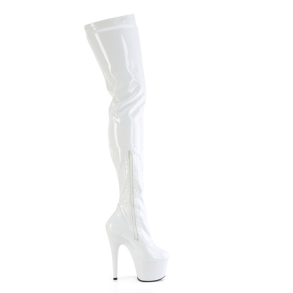 ADORE-4000 - Plateau Overknee Stiefel - Weiß Lack | Pleaser