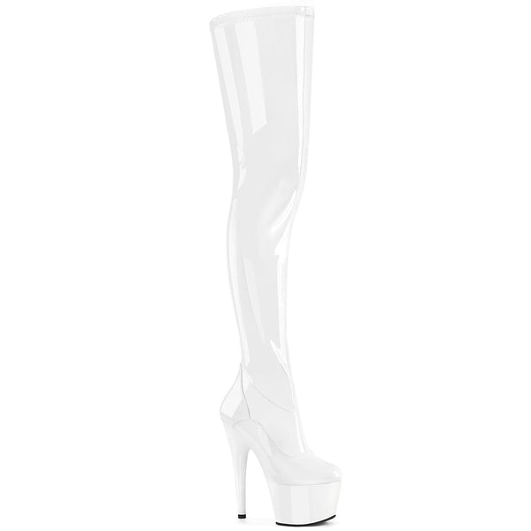 ADORE-4000 - Plateau Overknee Stiefel - Weiß Lack | Pleaser