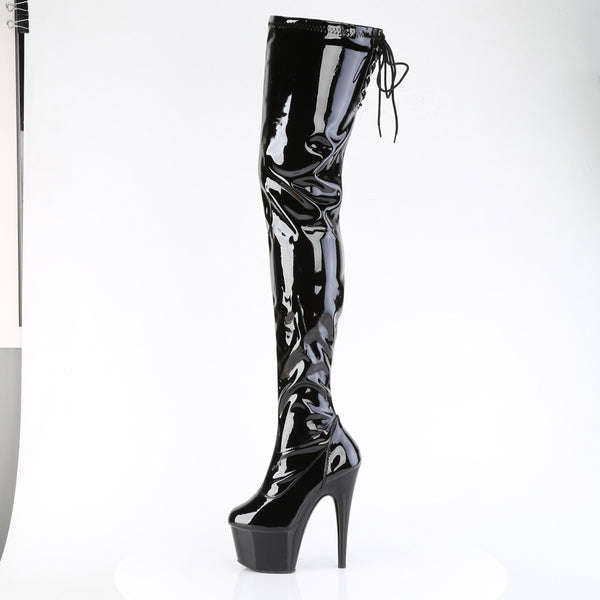 ADORE-4000SLT - Plateau Overknee Stiefel - Schwarz Lack | Pleaser