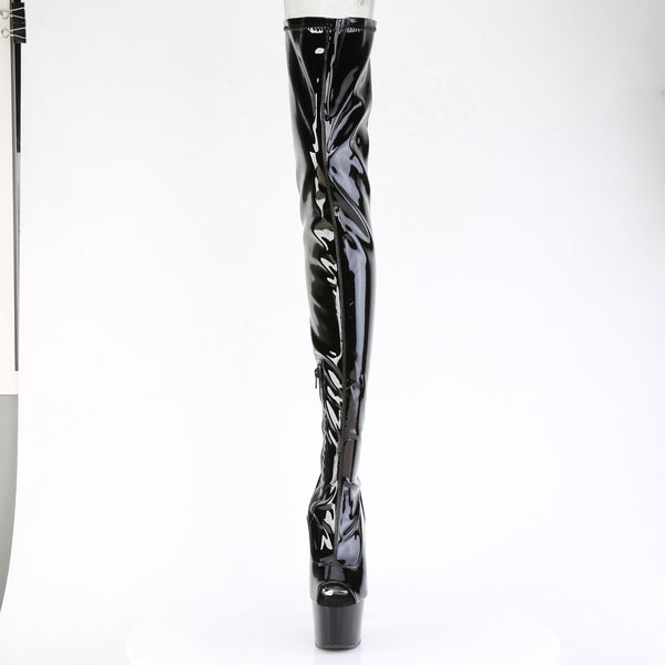 ADORE-4011 - Plateau Overknee Stiefel - Schwarz Lack | Pleaser