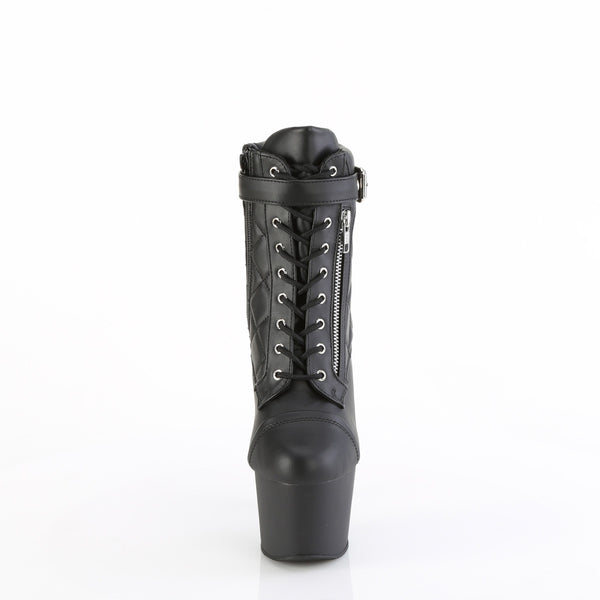 ADORE-700-05 Plateau Stiefeletten - Schwarz Leder | Pleaser