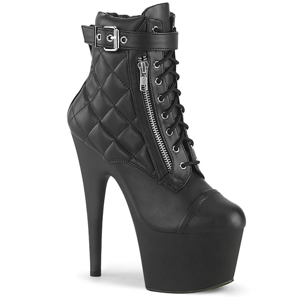 ADORE-700-05 Plateau Stiefeletten - Schwarz Leder | Pleaser