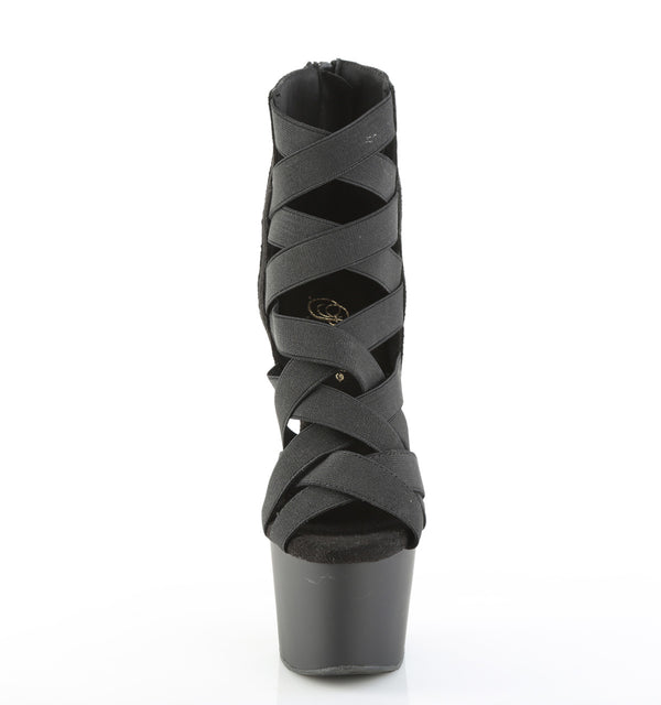 ADORE-700-24 Plateau Sandaletten Schwarz Stretch | Pleaser