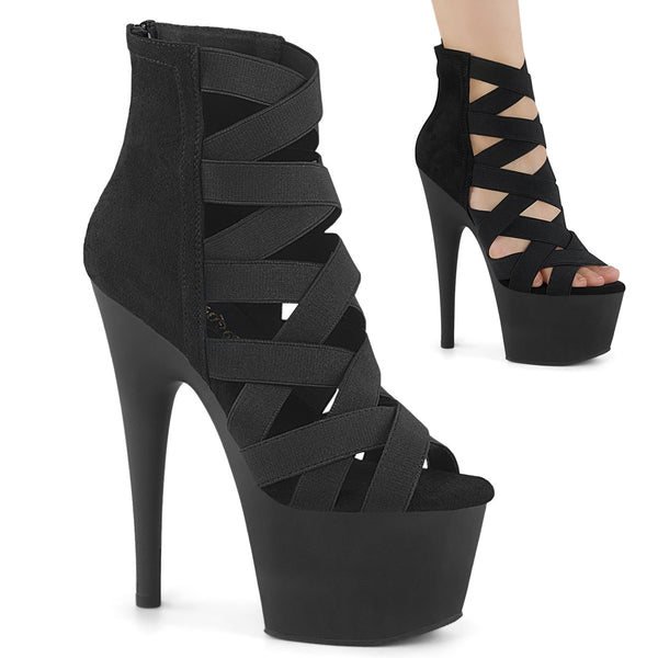 ADORE-700-24 Plateau Sandaletten Schwarz Stretch | Pleaser