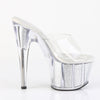 ADORE-701G Plateau Pantoletten Silber | Pleaser