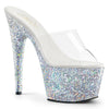 ADORE-701LG Plateau Pantoletten Silber | Pleaser
