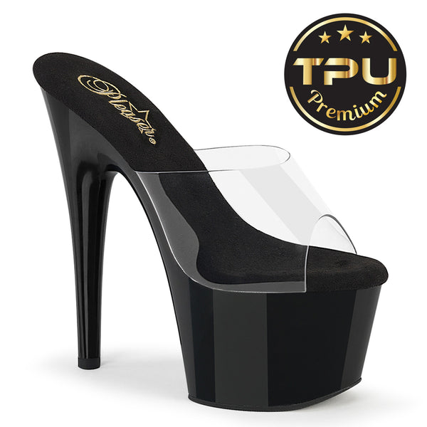 ADORE-701PREM Plateau Pantoletten Schwarz Lack von Pleaser