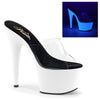 ADORE-701UV Plateau Pantoletten - Neon Weiß UV | Pleaser