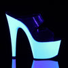 ADORE-702UV Plateau Pantoletten Neon Weiß UV | Pleaser
