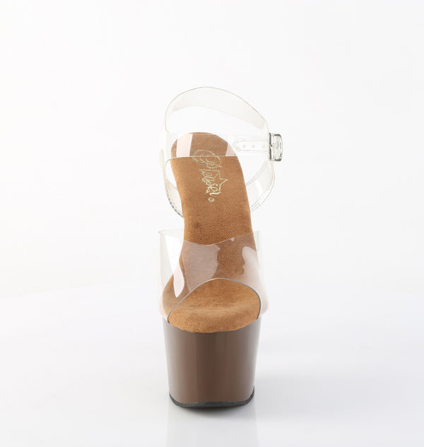 ADORE-708 Plateau Sandaletten Dunkel Braun Lack | Pleaser