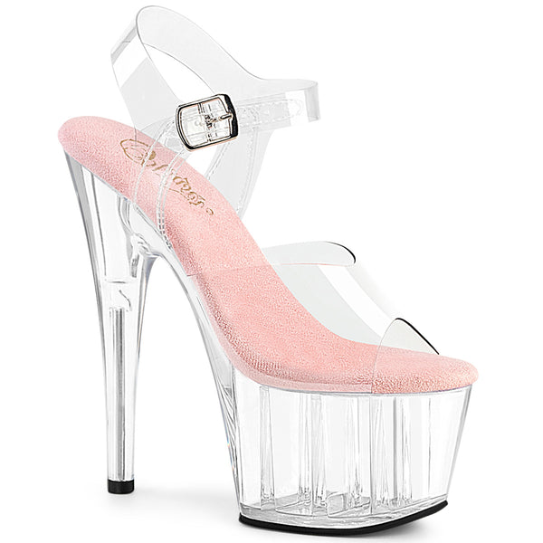 ADORE-708 Plateau Sandaletten Transparent Rosa | Pleaser