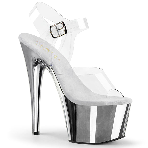 ADORE-708 Sandalette Plateauschuhe Silber | Pleaser
