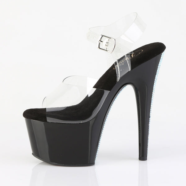 ADORE-708CRS-2 Plateau Sandaletten Schwarz Strasssteine | Pleaser