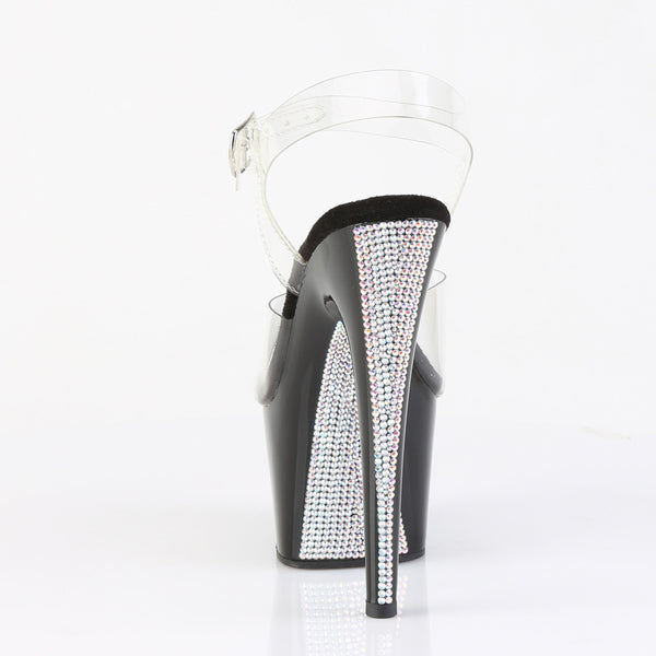 ADORE-708CRS-2 Plateau Sandaletten Schwarz Strasssteine | Pleaser