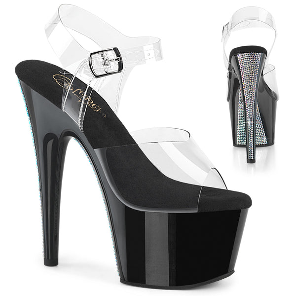 ADORE-708CRS-2 Plateau Sandaletten Schwarz Strasssteine | Pleaser