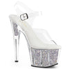 ADORE-708G Plateau Sandaletten - Silber Glitter | Pleaser