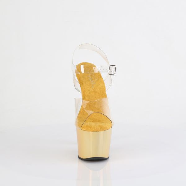 ADORE-708LQ Plateau Sandaletten Gold Transparent Holo von Pleaser – Ansicht 2