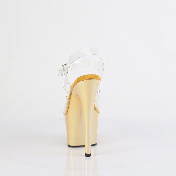 ADORE-708LQ Plateau Sandaletten Gold Transparent Holo von Pleaser – Ansicht 4