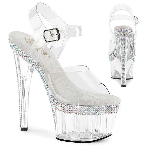 ADORE-708MLS Sandalette Plateauschuhe Transparent | Pleaser