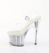 ADORE-708PREM-RSI Plateau Sandaletten Silber Glitzer TPU | Pleaser
