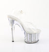 ADORE-708PREM-RSI Plateau Sandaletten Silber Glitzer TPU | Pleaser