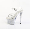 ADORE-708PREM-STNG Sandalette Plateauschuhe Transparent Glitzer | Pleaser
