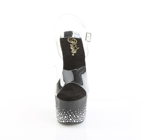 ADORE-708SPKL-01 Sandalette Plateauschuhe Schwarz Glitzer von Pleaser – Ansicht 2