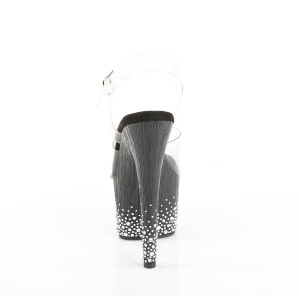 ADORE-708SPKL-01 Sandalette Plateauschuhe Schwarz Glitzer von Pleaser – Ansicht 4