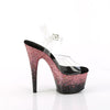 ADORE-708SS Plateau Sandaletten - Schwarz Rosa Glitzer | Pleaser