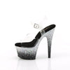 ADORE-708SS Plateau Sandaletten - Schwarz Silber Glitzer | Pleaser