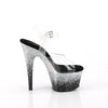 ADORE-708SS Plateau Sandaletten - Schwarz Silber Glitzer | Pleaser