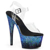ADORE-708SS Plateau Sandaletten Schwarz/Blau Glitter | Pleaser