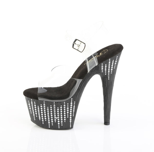 ADORE-708WFRS Sandalette Plateauschuhe Schwarz Glitzer von Pleaser – Ansicht 3